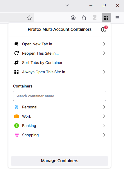 esempio di interfaccia multiaccount containers 