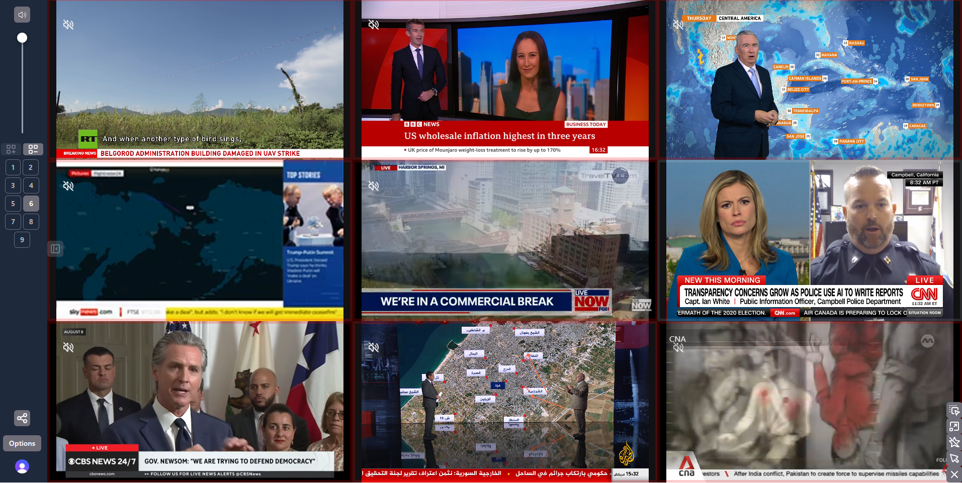 Esempio di canali news disponibili su vidgrid utili per monitoring osint